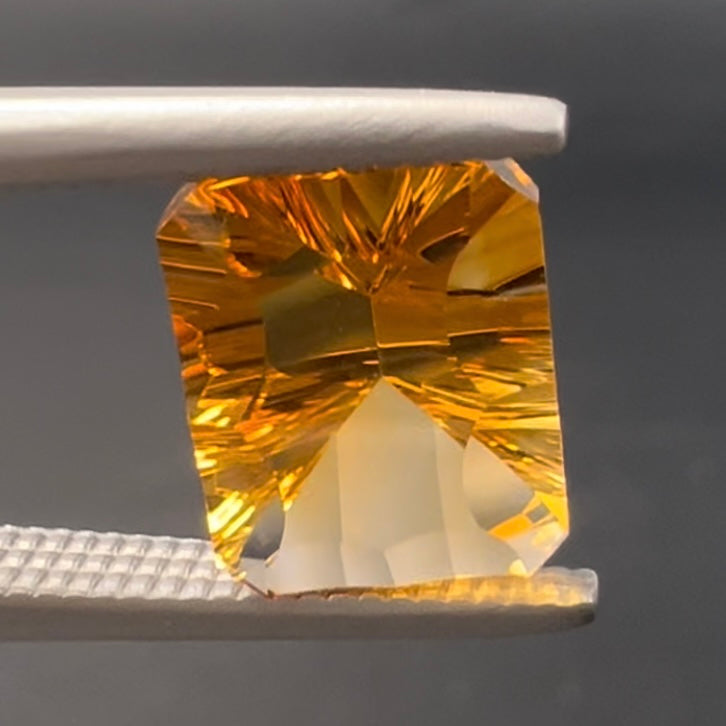 2.5ct Natural Rectangle Orange Yellow Citrine Radiant Concave cut Gemstone 9x7mm Loose AAA quality