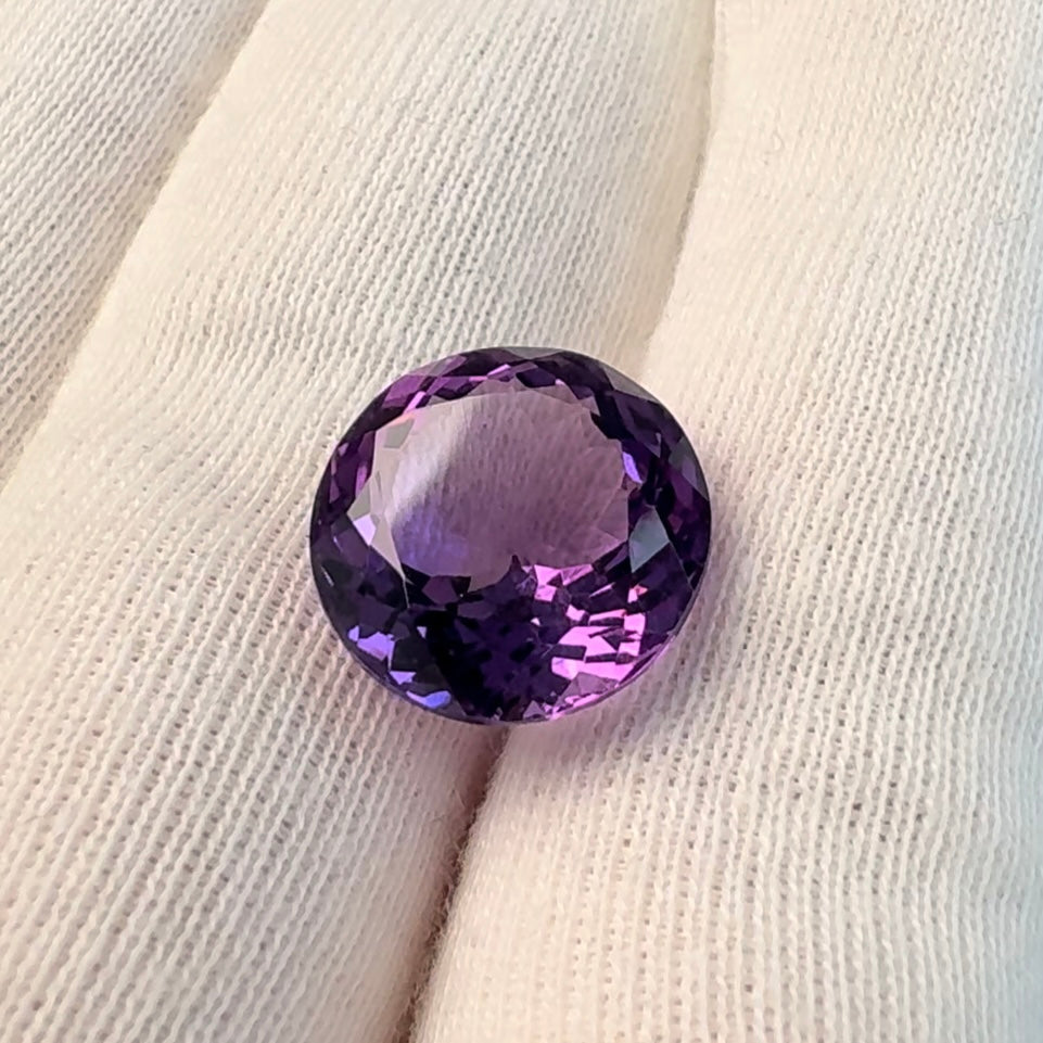 7.5cts Natural Round Brilliant Purple Amethyst Gemstone 13mm Loose